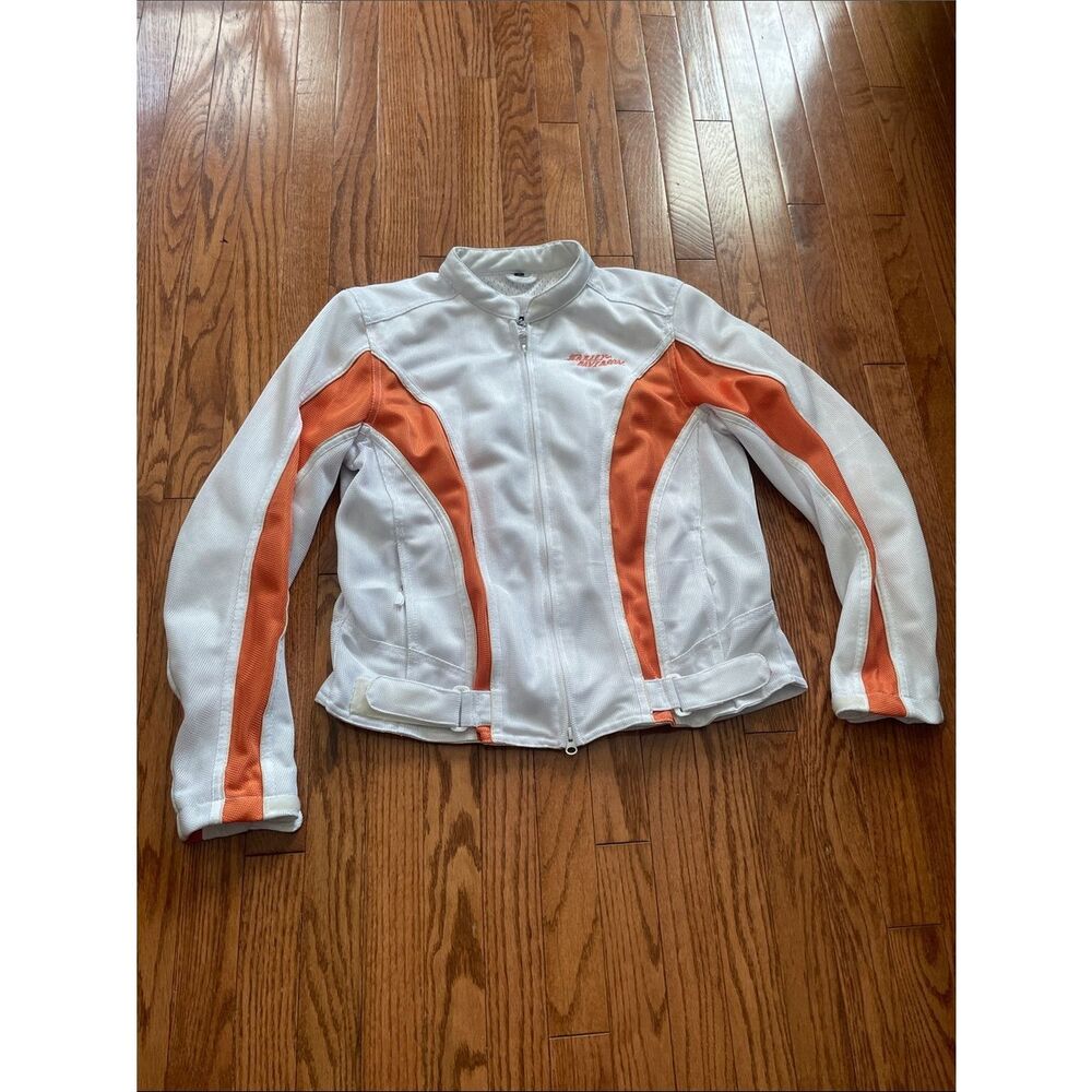 Harley-Davidson Orange White Moto Jacket Women’s Sz Large